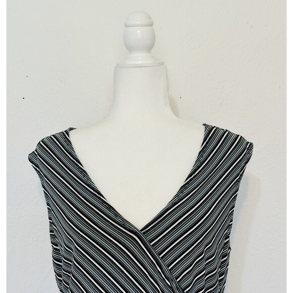 Ann Taylor Loft Women Size L Sleeveless Side Tie Striped Blouse Career Feminine - Picture 2 of 10